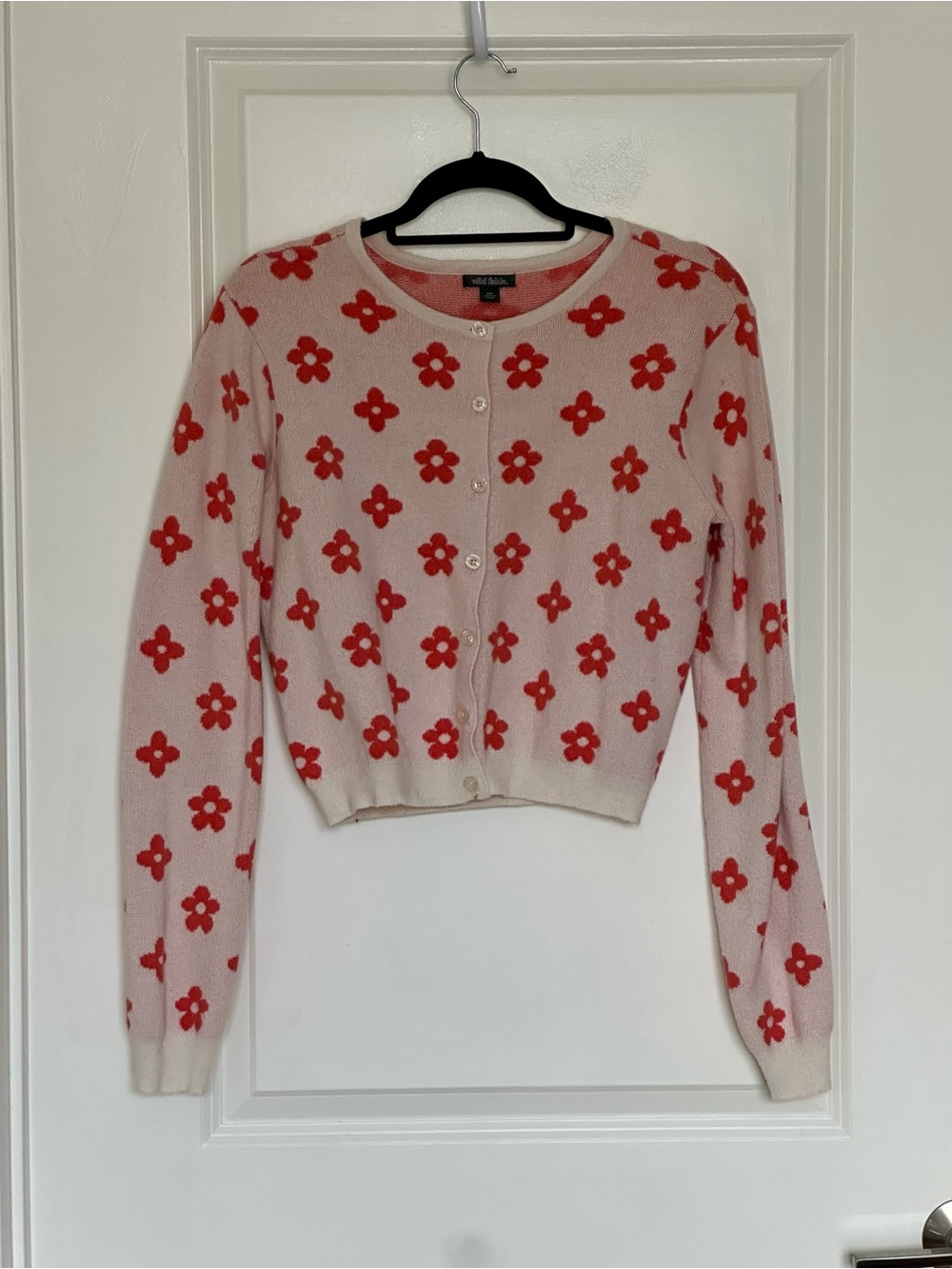 wild fable Ivory Cardigan with coral pink/orange Floral Print